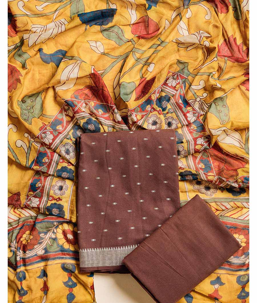 GUL RANG PURE COTTON WOVEN SUIT SET WITH KALAMKARI DUPATTA