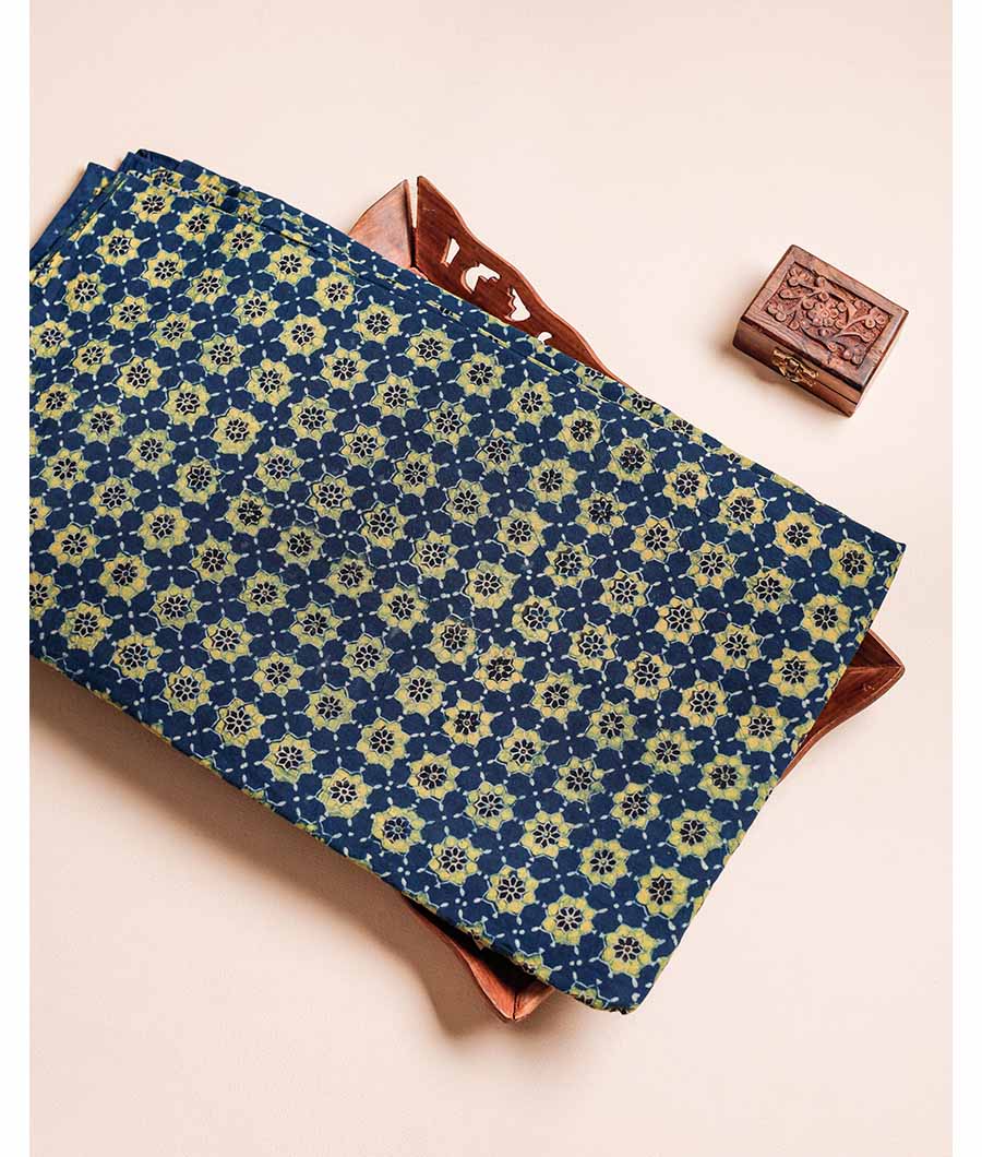 PURE AJRAK COTTON BLOCK PRINTED FABRIC