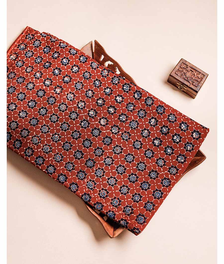 PURE AJRAK COTTON BLOCK PRINTED FABRIC