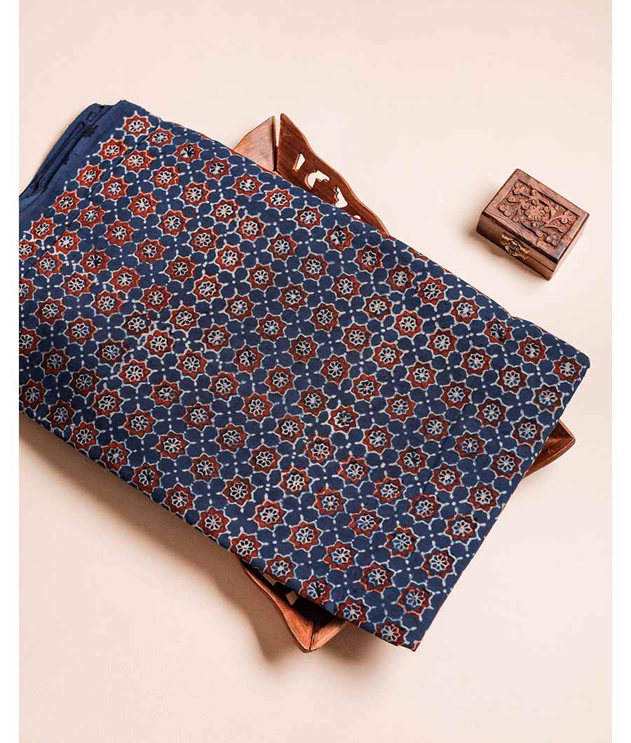 PURE AJRAK COTTON BLOCK PRINTED FABRIC