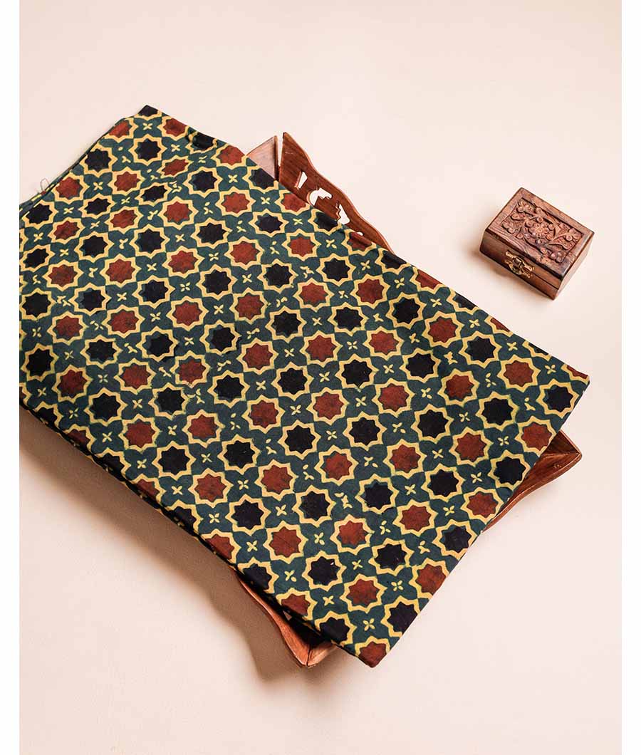 PURE AJRAK COTTON BLOCK PRINTED FABRIC