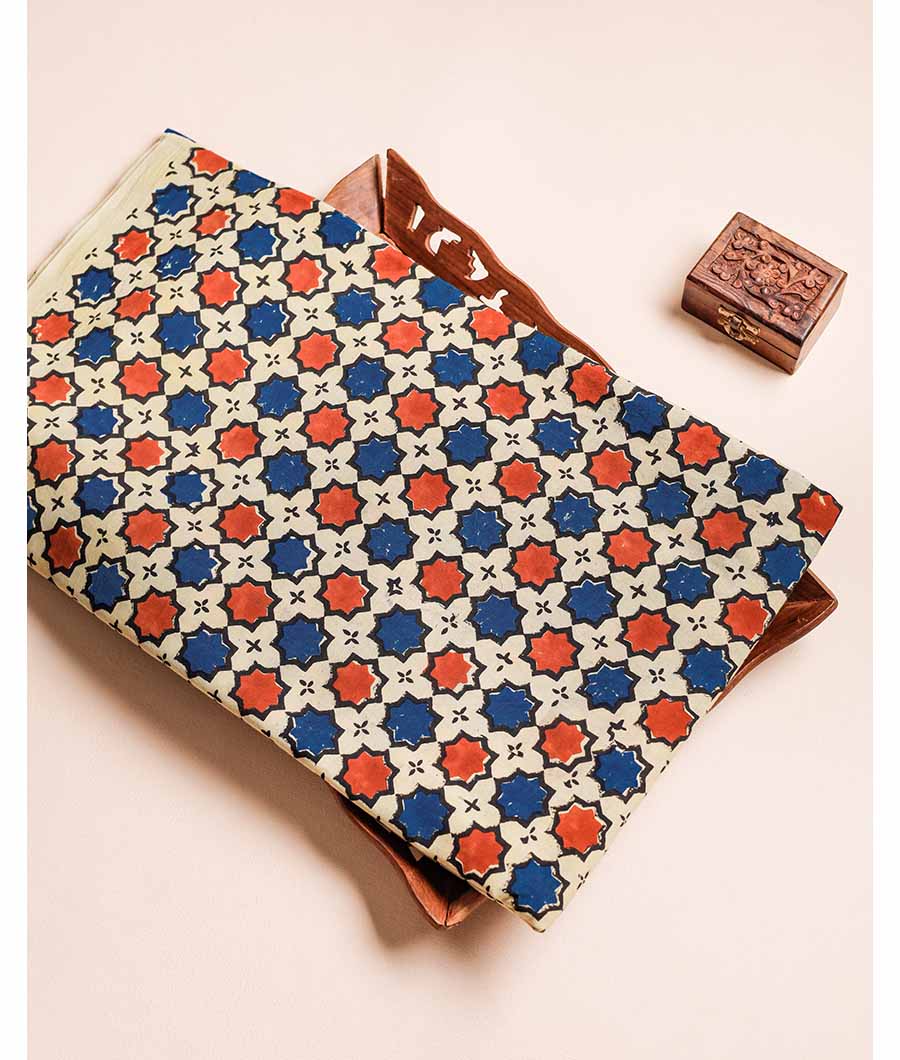 PURE AJRAK COTTON BLOCK PRINTED FABRIC