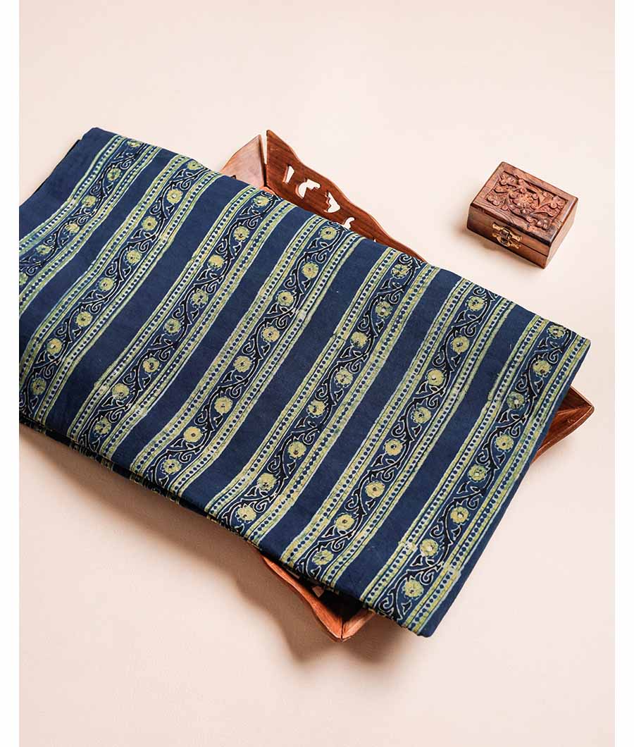 PURE AJRAK COTTON BLOCK PRINTED FABRIC