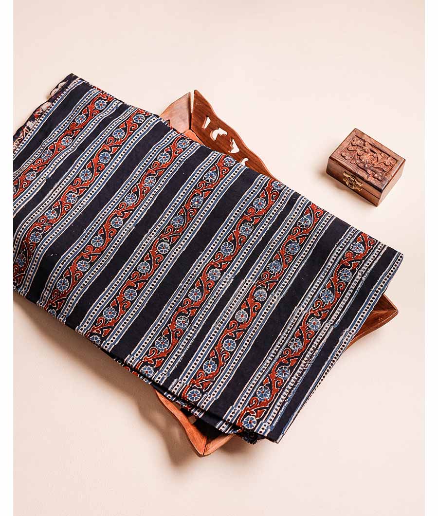 PURE AJRAK COTTON BLOCK PRINTED FABRIC