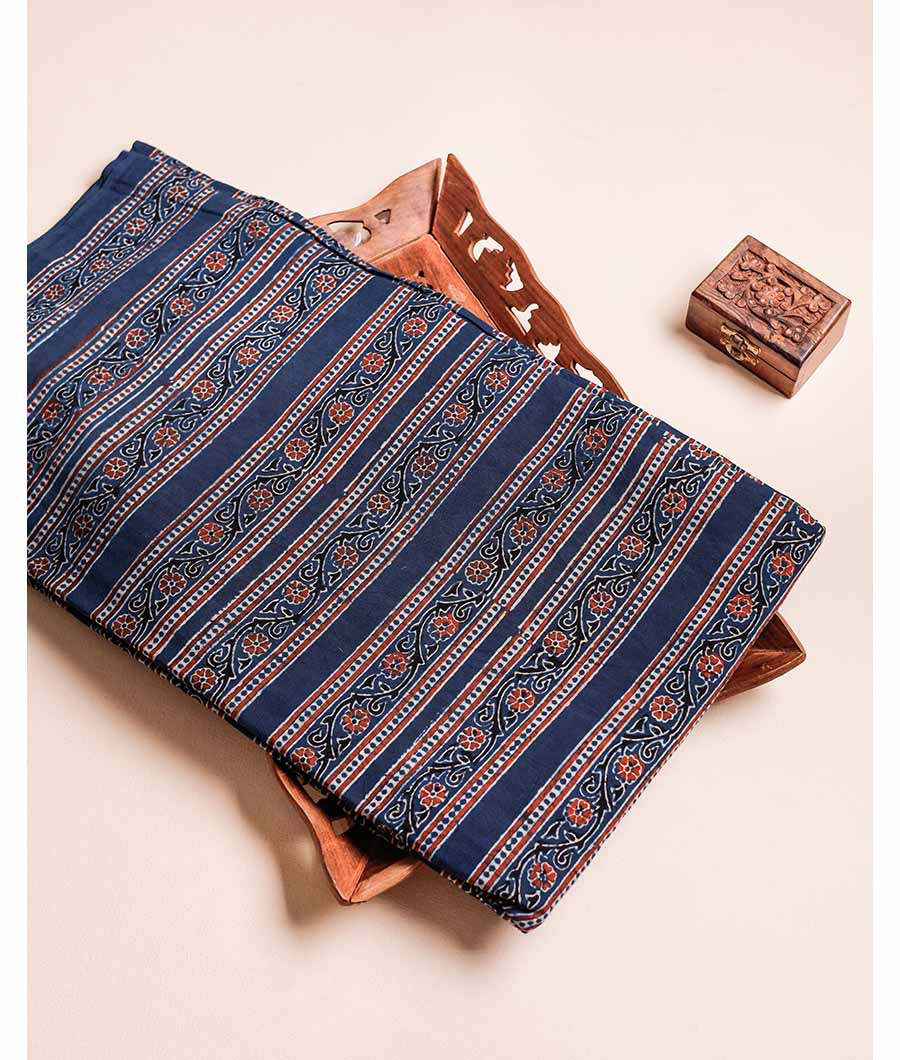 PURE AJRAK COTTON BLOCK PRINTED FABRIC