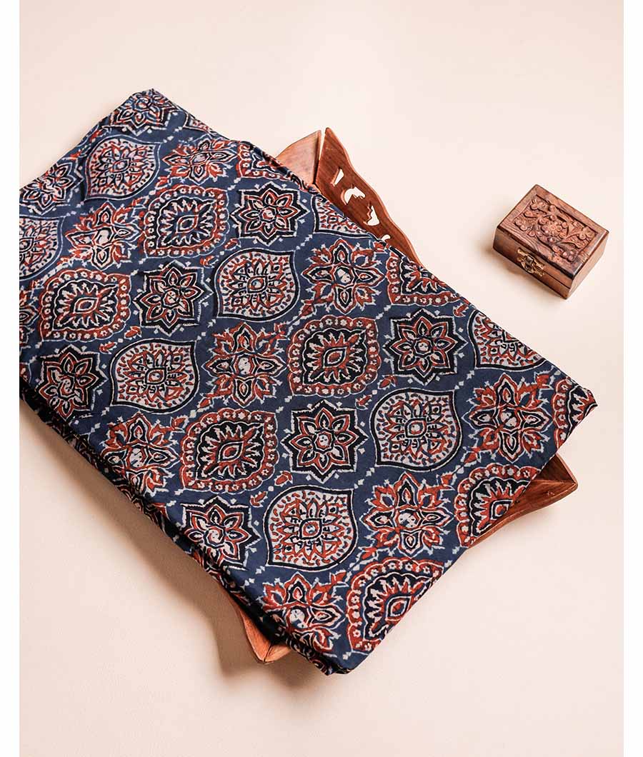 PURE AJRAK COTTON BLOCK PRINTED FABRIC