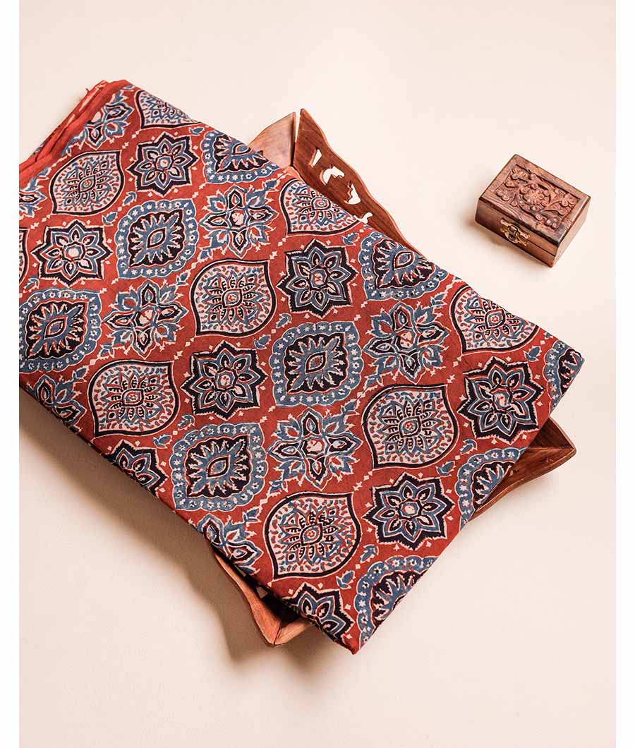PURE AJRAK COTTON BLOCK PRINTED FABRIC