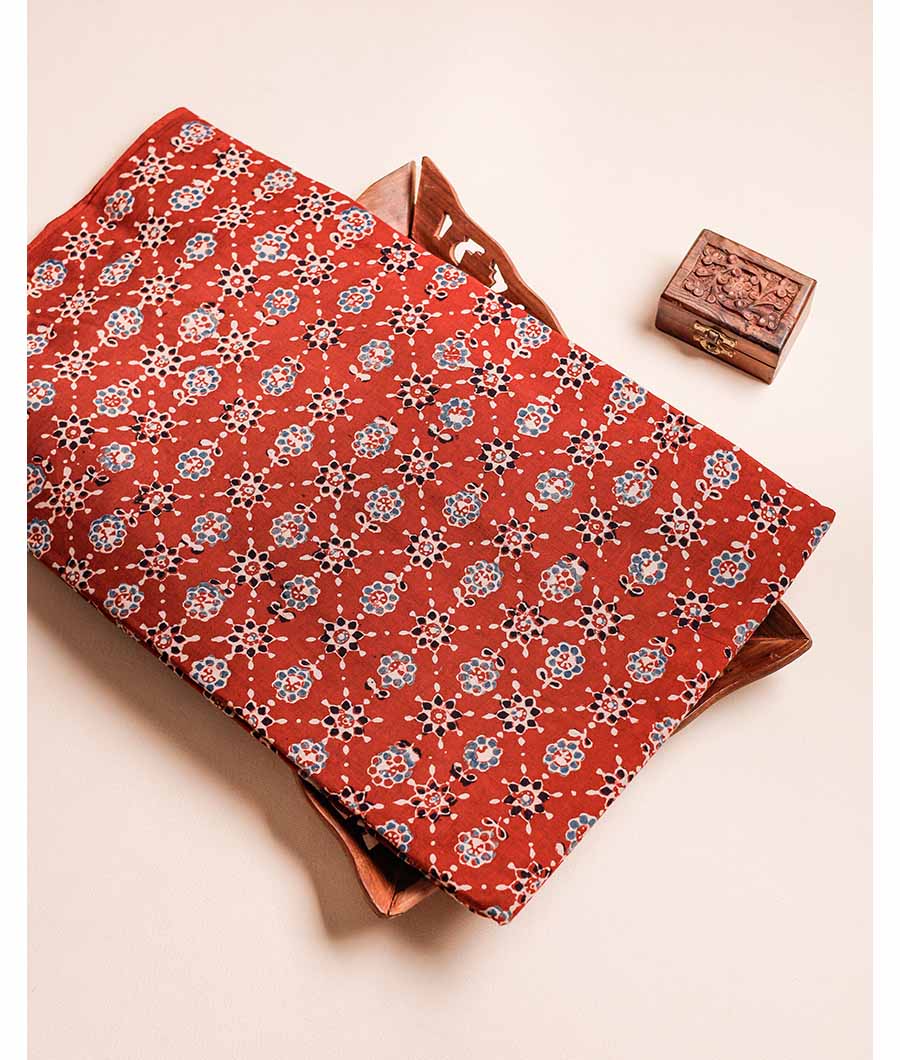 PURE AJRAK COTTON BLOCK PRINTED FABRIC