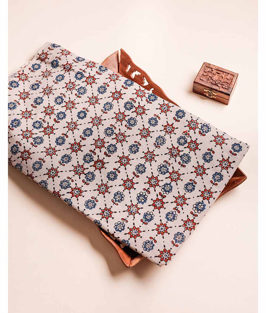 PURE AJRAK COTTON BLOCK PRINTED FABRIC