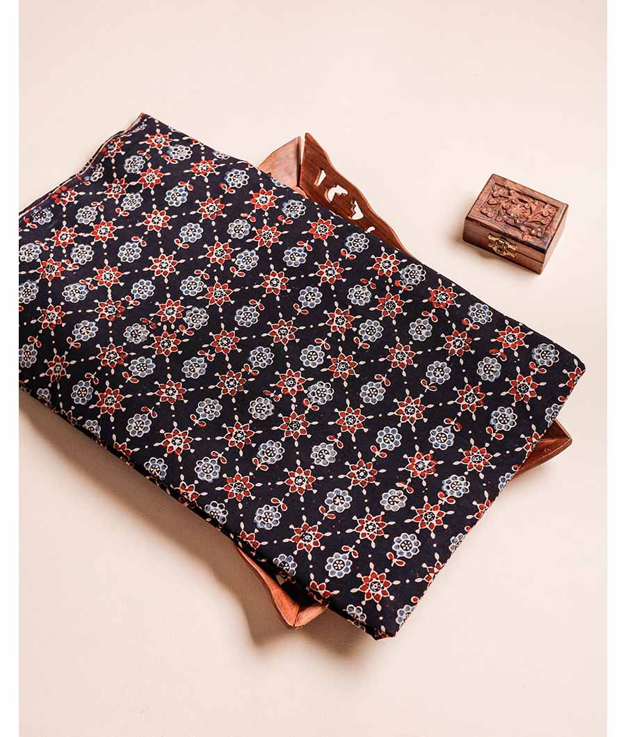 PURE AJRAK COTTON BLOCK PRINTED FABRIC