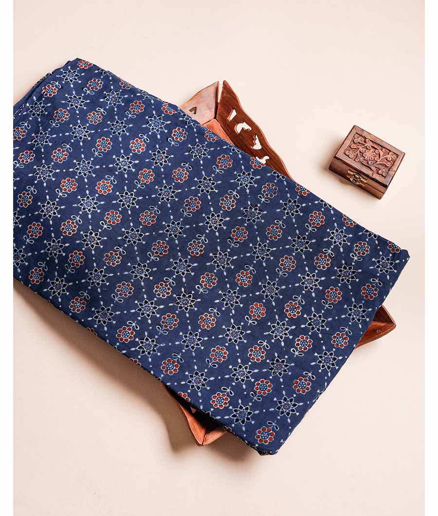 PURE AJRAK COTTON BLOCK PRINTED FABRIC