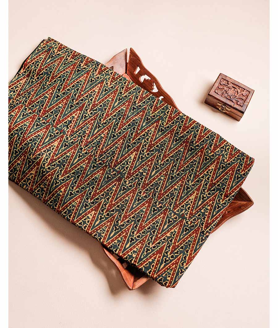 PURE AJRAK COTTON BLOCK PRINTED FABRIC