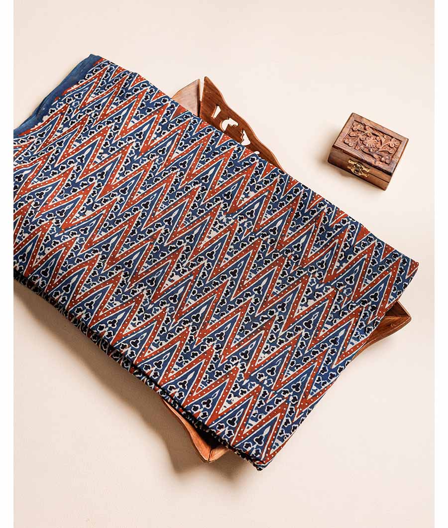 PURE AJRAK COTTON BLOCK PRINTED FABRIC