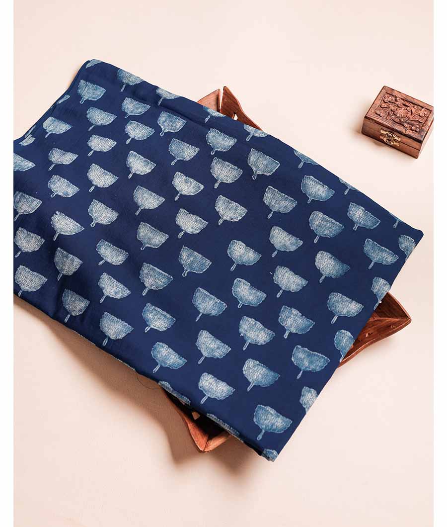 PURE INDIGO HANDBLOCK PRINTED FABRIC
