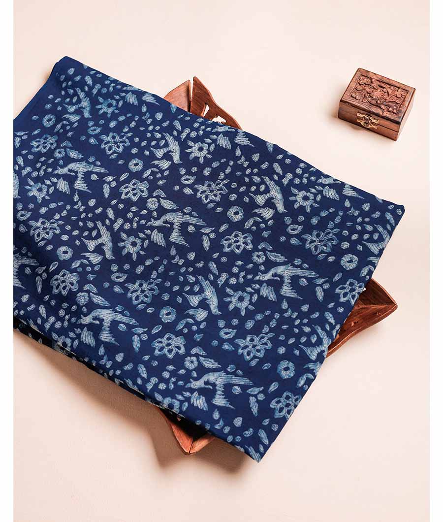 PURE INDIGO HANDBLOCK PRINTED FABRIC