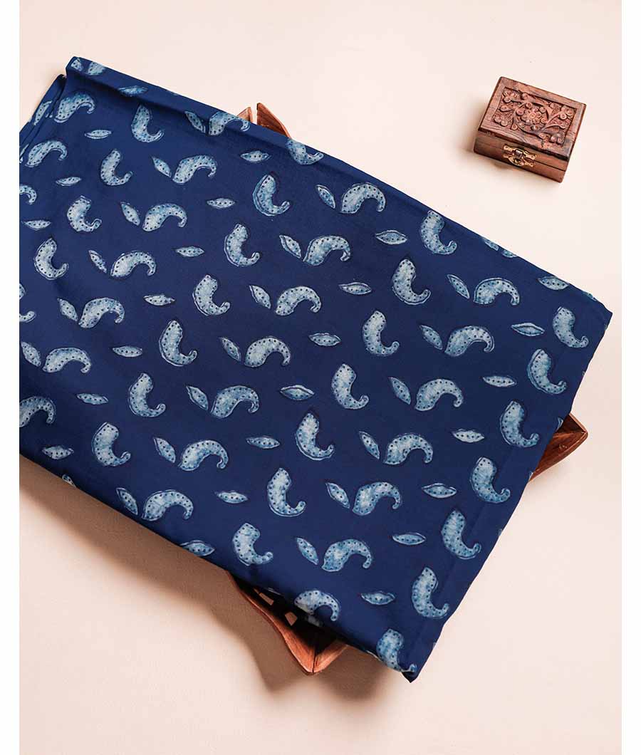 PURE INDIGO HANDBLOCK PRINTED FABRIC