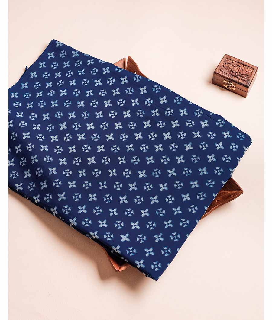 PURE INDIGO HANDBLOCK PRINTED FABRIC