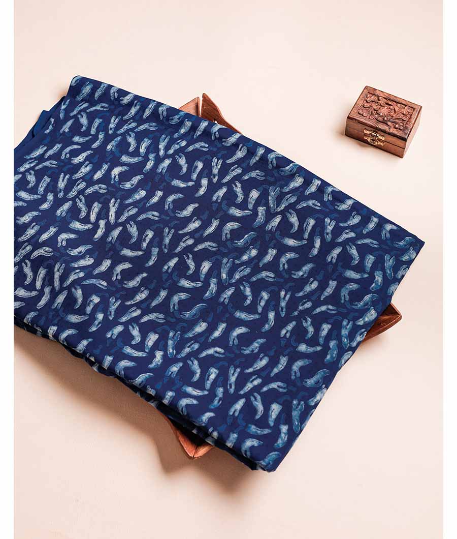 PURE INDIGO HANDBLOCK PRINTED FABRIC