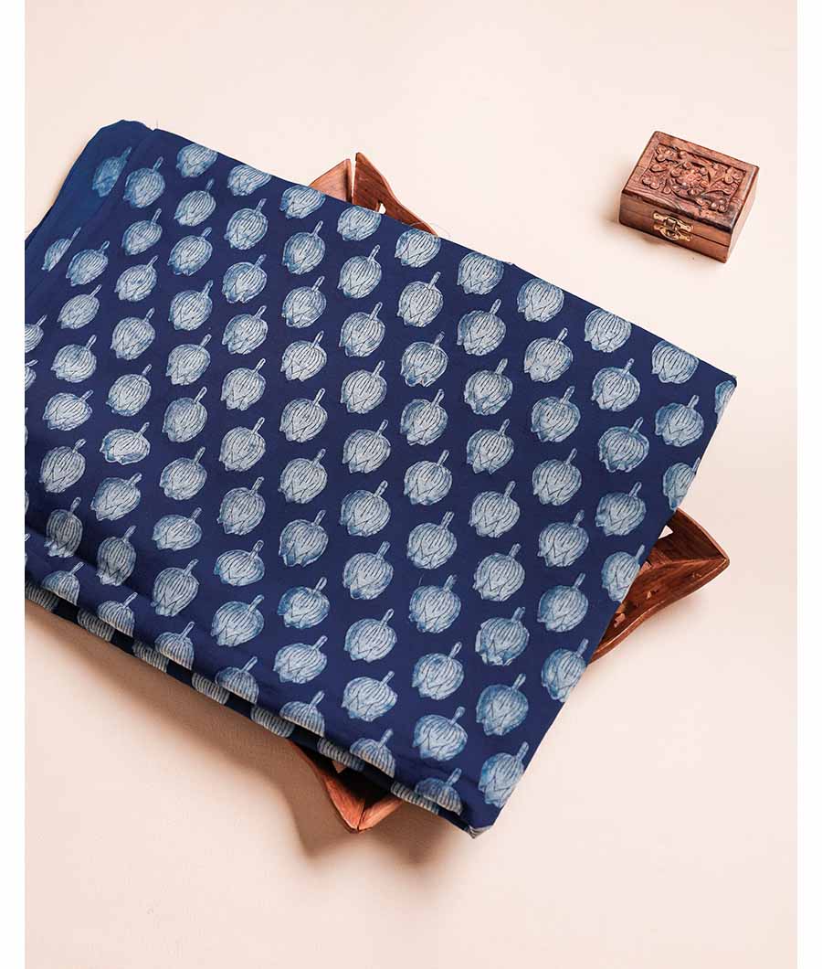 PURE INDIGO HANDBLOCK PRINTED FABRIC