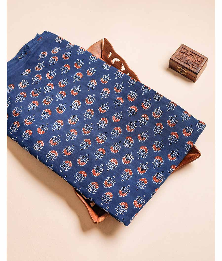 PURE COTTON AJRAKH BLOCK PRINTED FABRIC