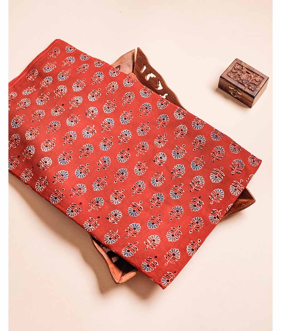 PURE COTTON AJRAKH BLOCK PRINTED FABRIC