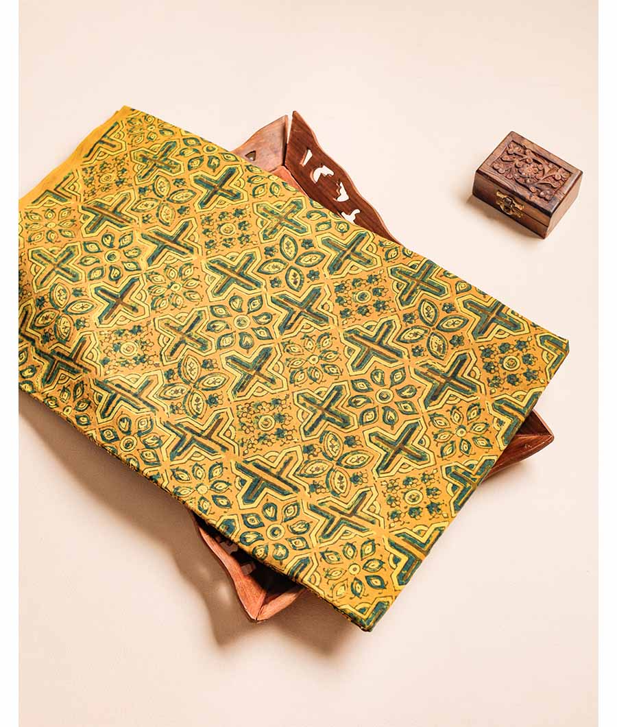 PURE COTTON AJRAKH BLOCK PRINTED FABRIC