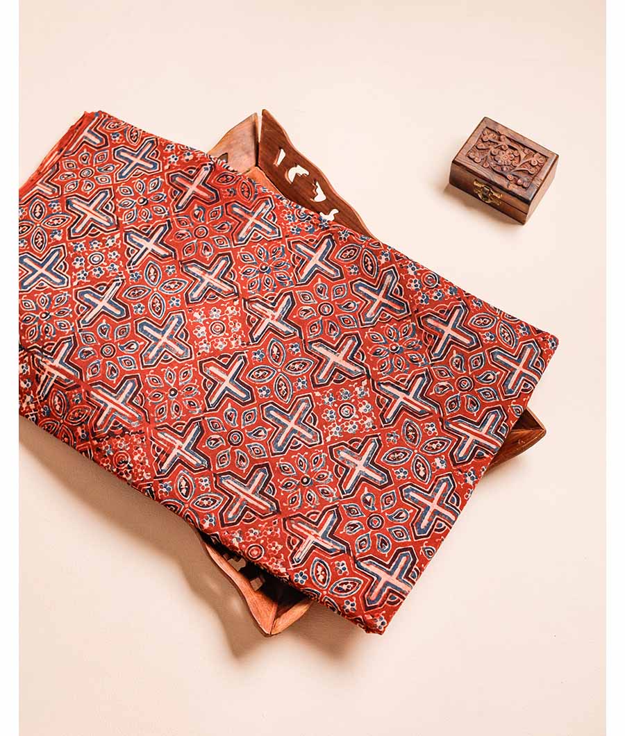 PURE COTTON AJRAKH BLOCK PRINTED FABRIC