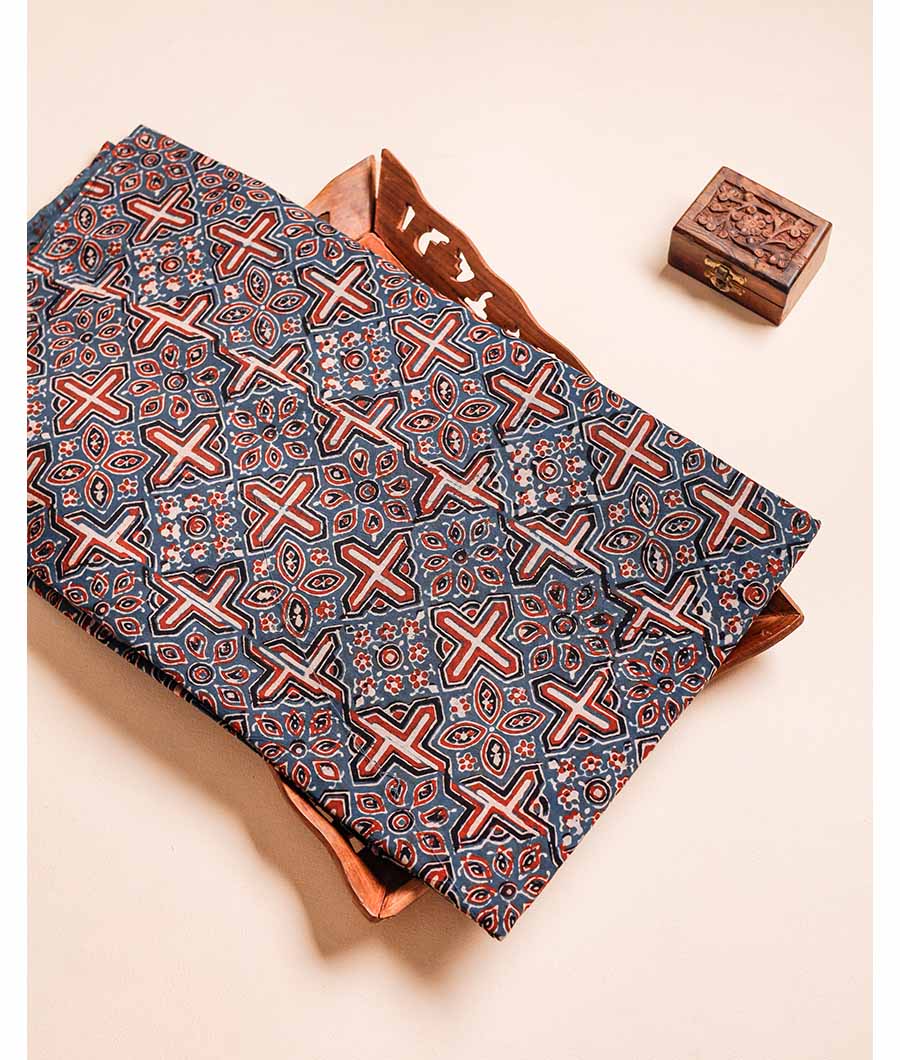PURE COTTON AJRAKH BLOCK PRINTED FABRIC