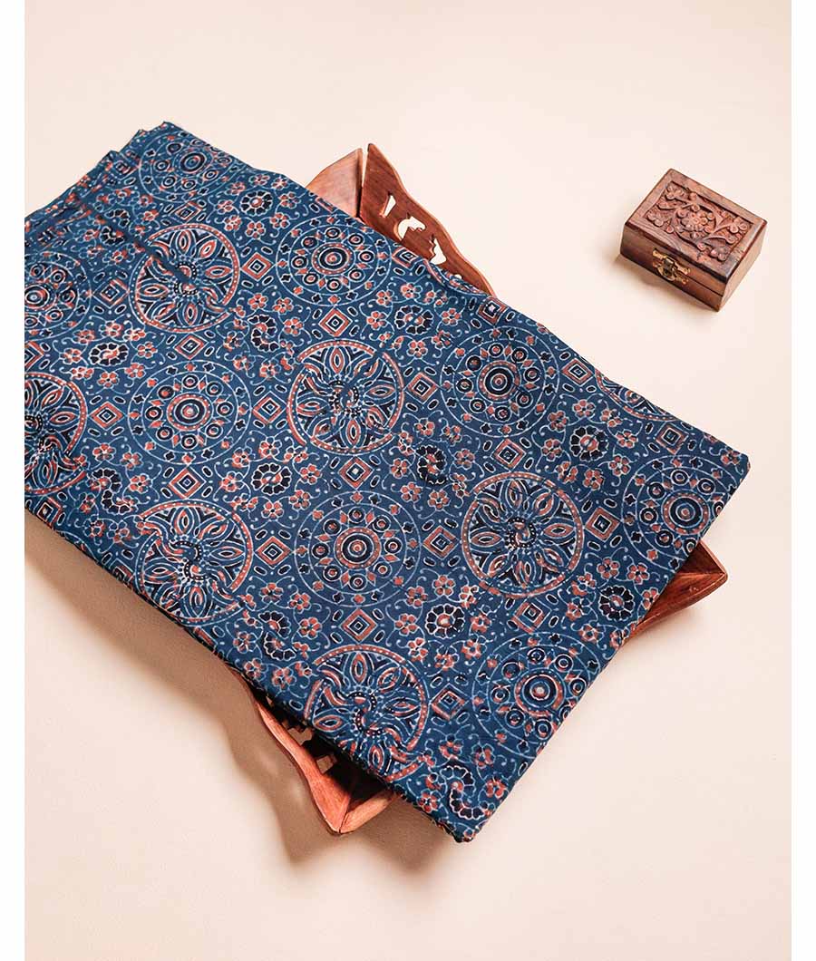 PURE COTTON AJRAKH BLOCK PRINTED FABRIC