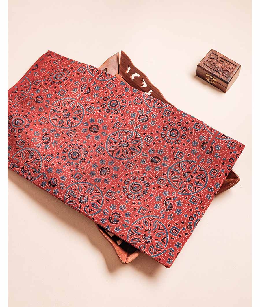 PURE COTTON AJRAKH BLOCK PRINTED FABRIC