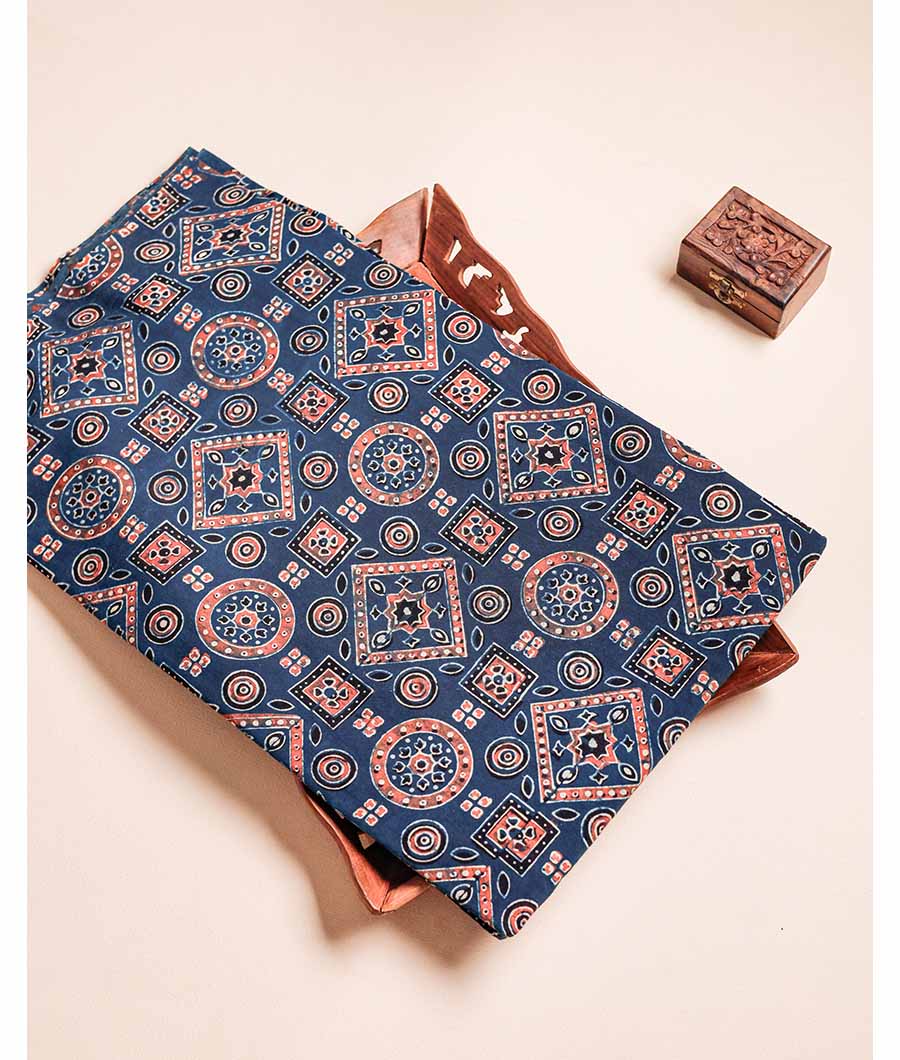 PURE COTTON AJRAKH BLOCK PRINTED FABRIC