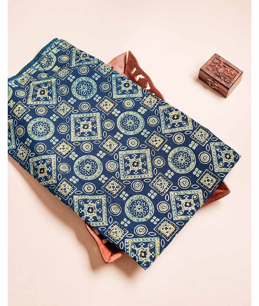 PURE COTTON AJRAKH BLOCK PRINTED FABRIC