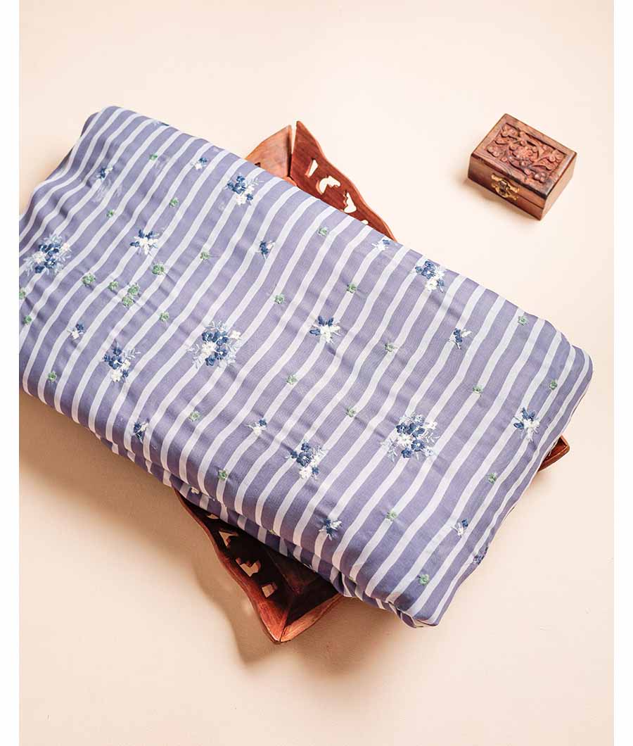 MUL CHANDERI PRINT WITH EMBROIDERED FABRIC