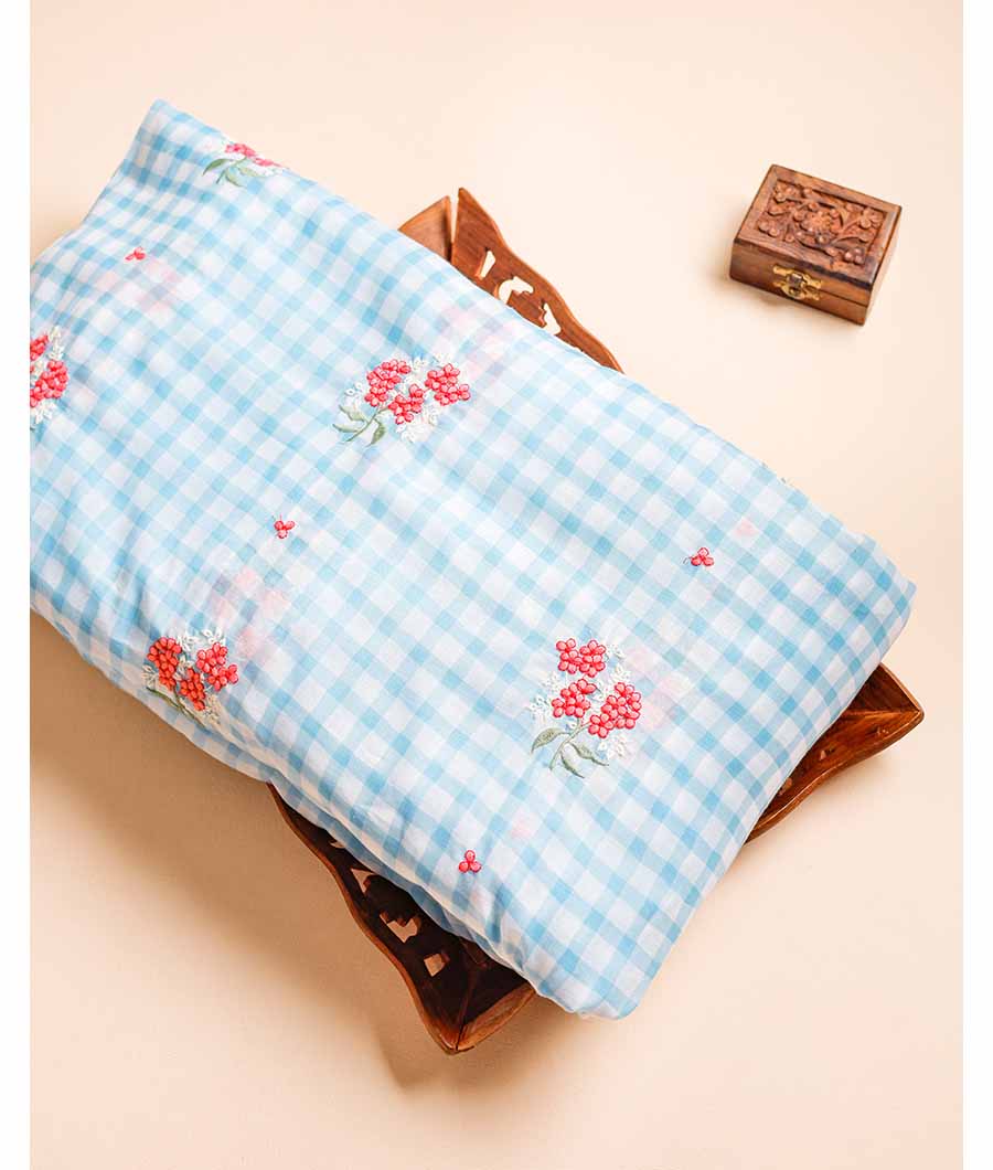 MUL CHANDERI PRINT WITH EMBROIDERED FABRIC