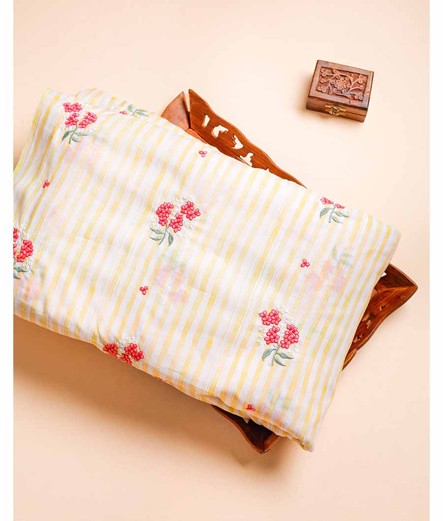 MUL CHANDERI PRINT WITH EMBROIDERED FABRIC