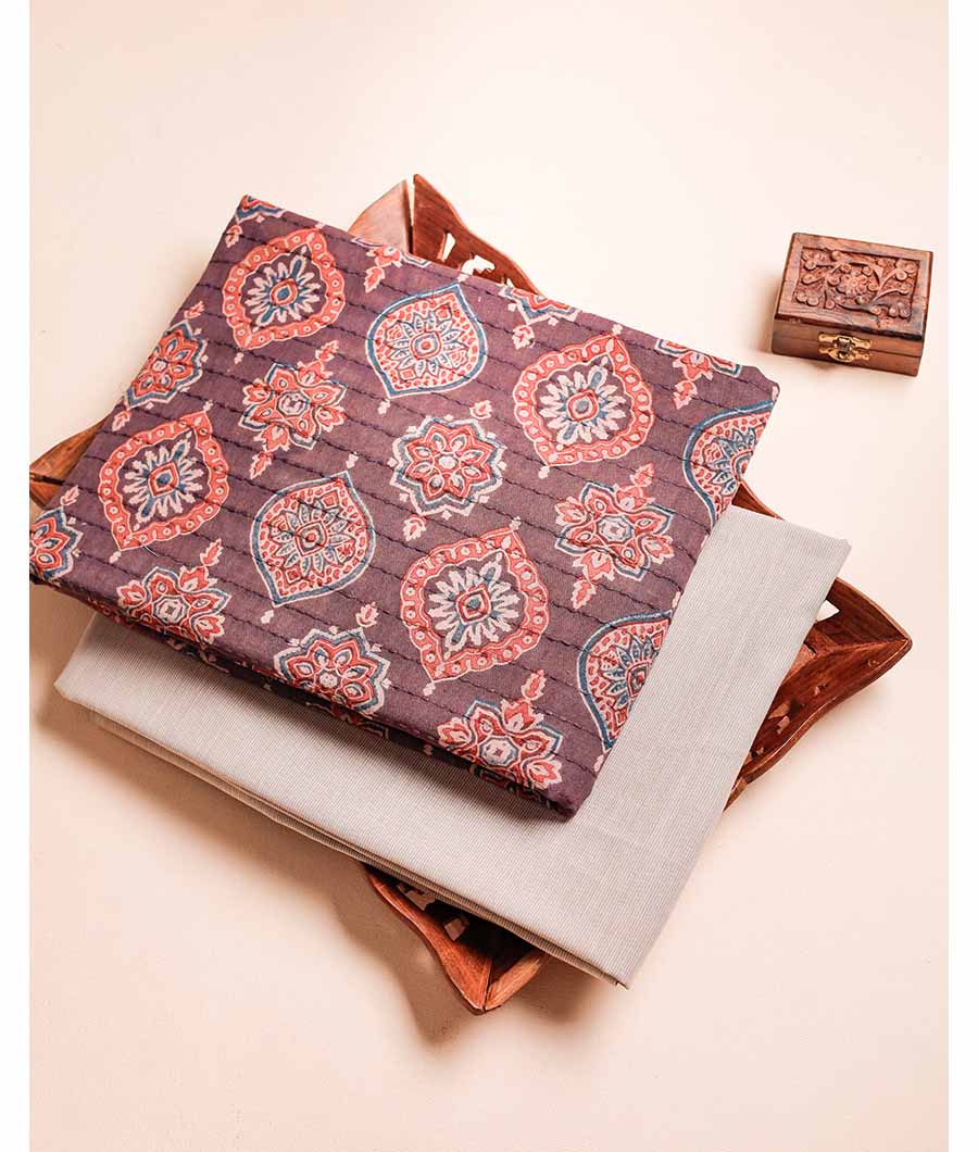 COTTON AJRAKH WITH PLAIN MIX & MATCH