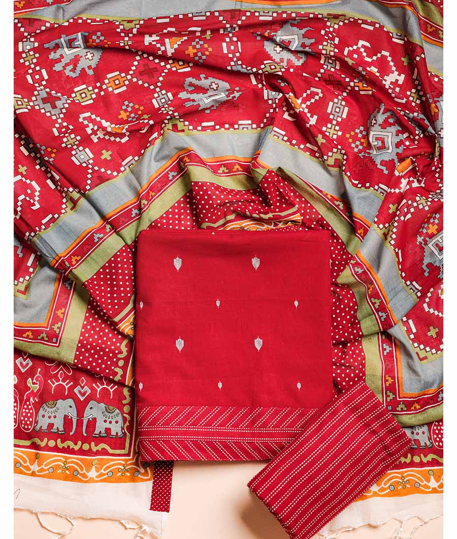 ETHNIC COTTON HANDLOOM SUIT SET WITH CHANDERI DUPATTA