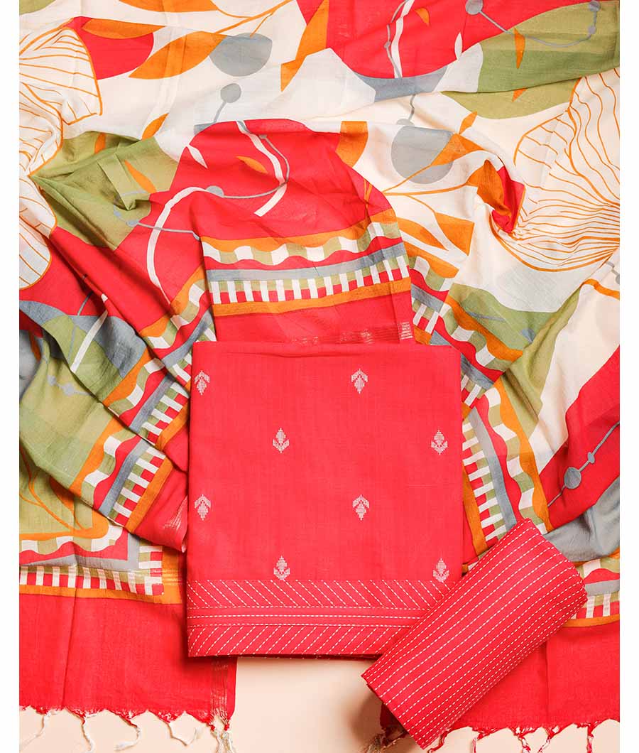 ETHNIC COTTON HANDLOOM SUIT SET WITH CHANDERI DUPATTA