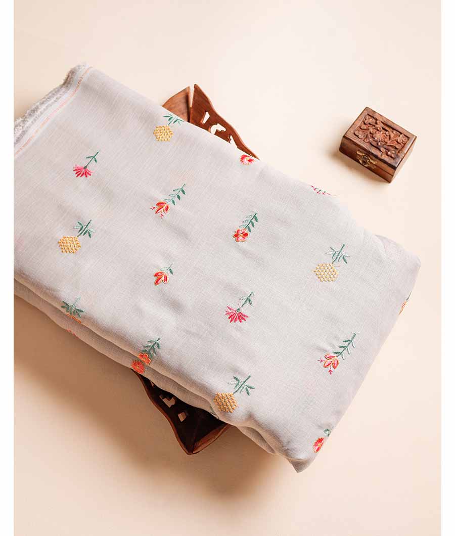 SEMI LINEN EMBROIDERY FABRIC