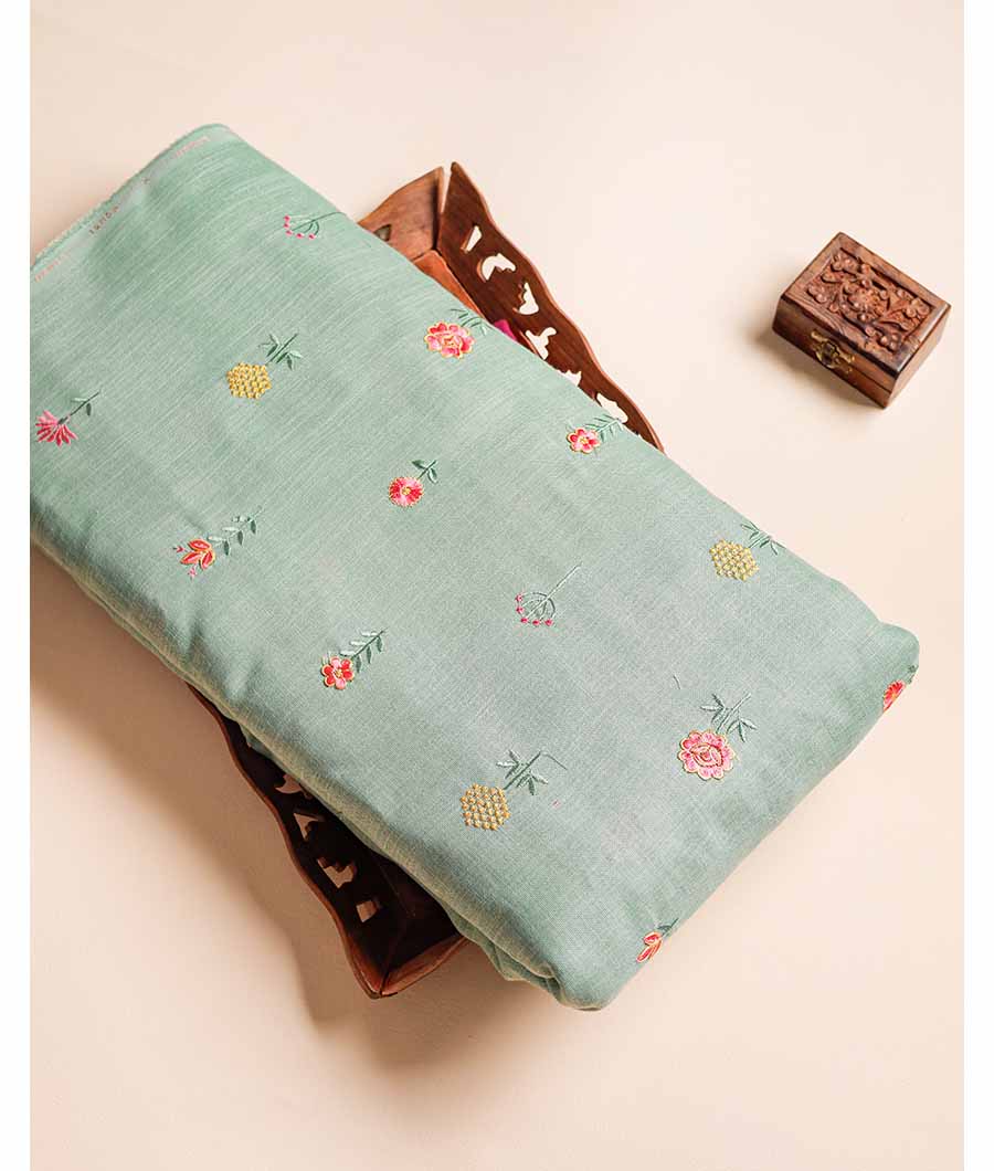 SEMI LINEN EMBROIDERY FABRIC