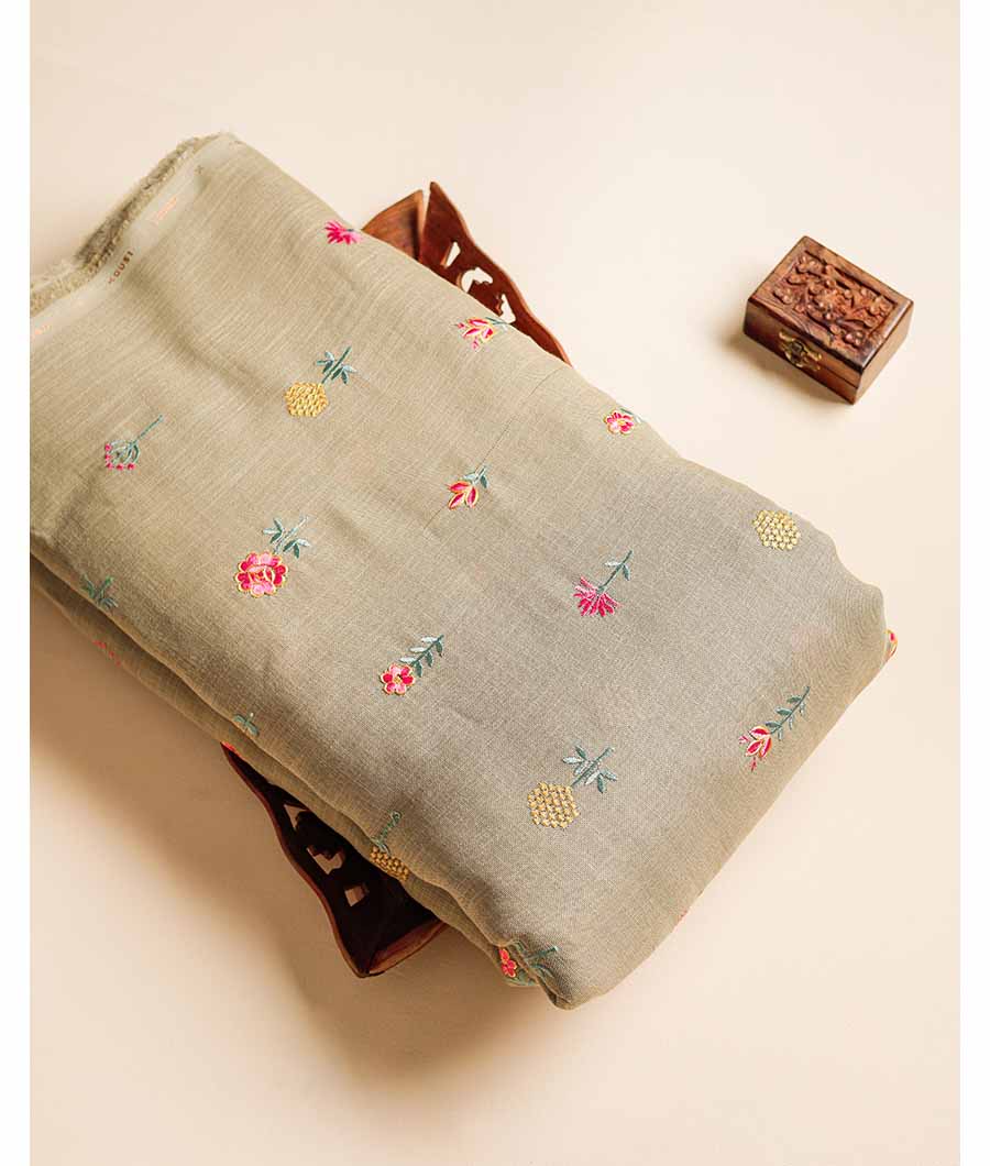 SEMI LINEN EMBROIDERY FABRIC