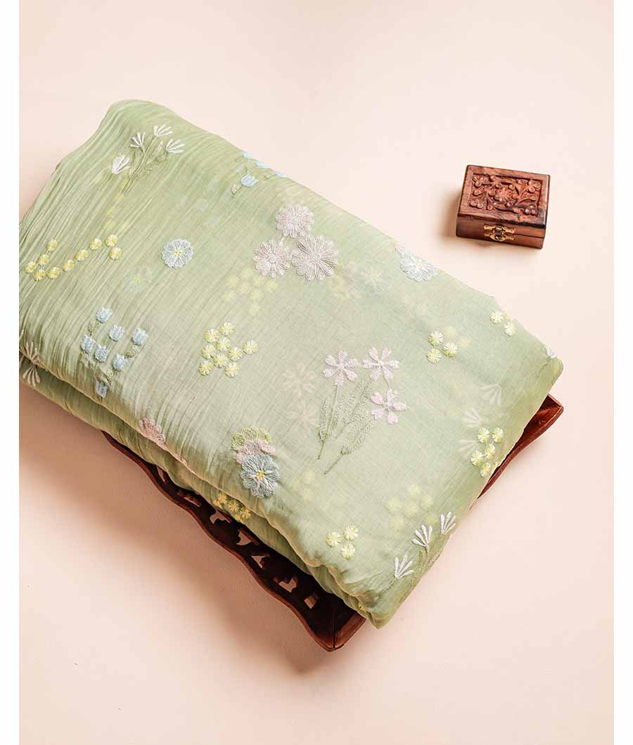 PURE MUL CHANDERI EMBROIDERY FABRIC