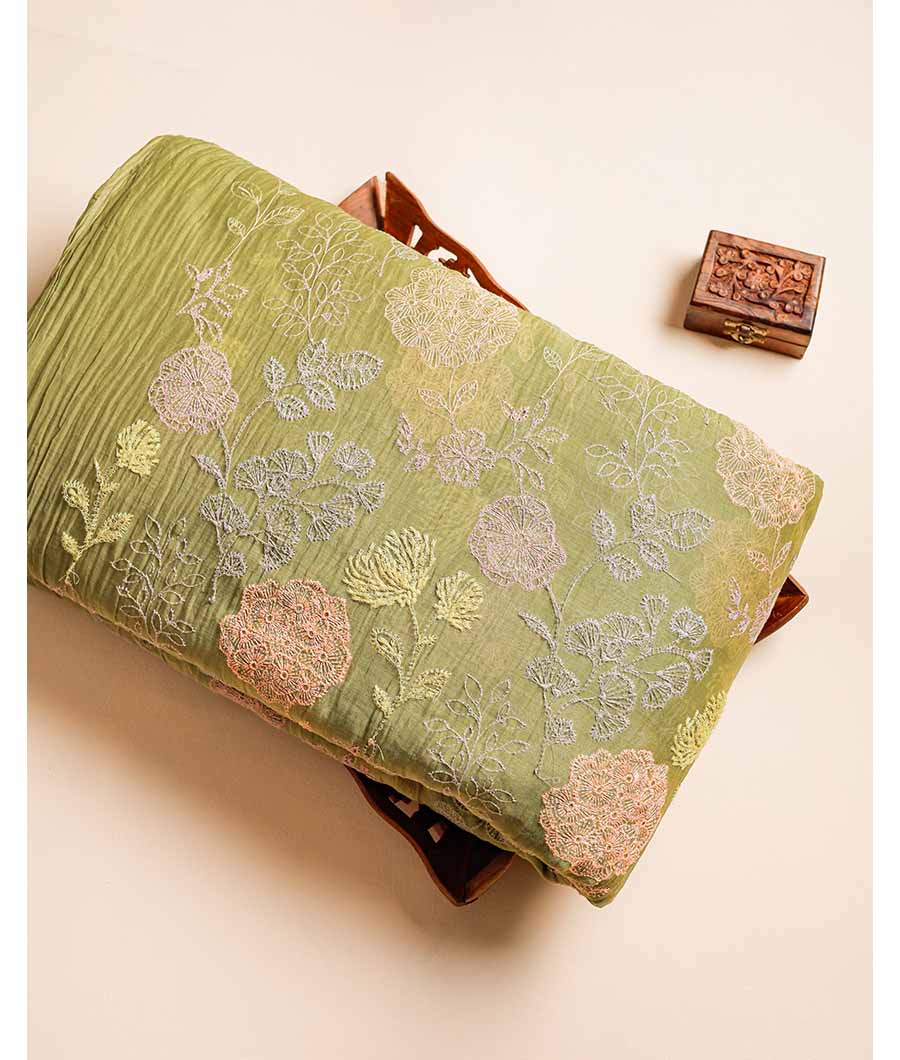 PURE MUL CHANDERI EMBROIDERY FABRIC