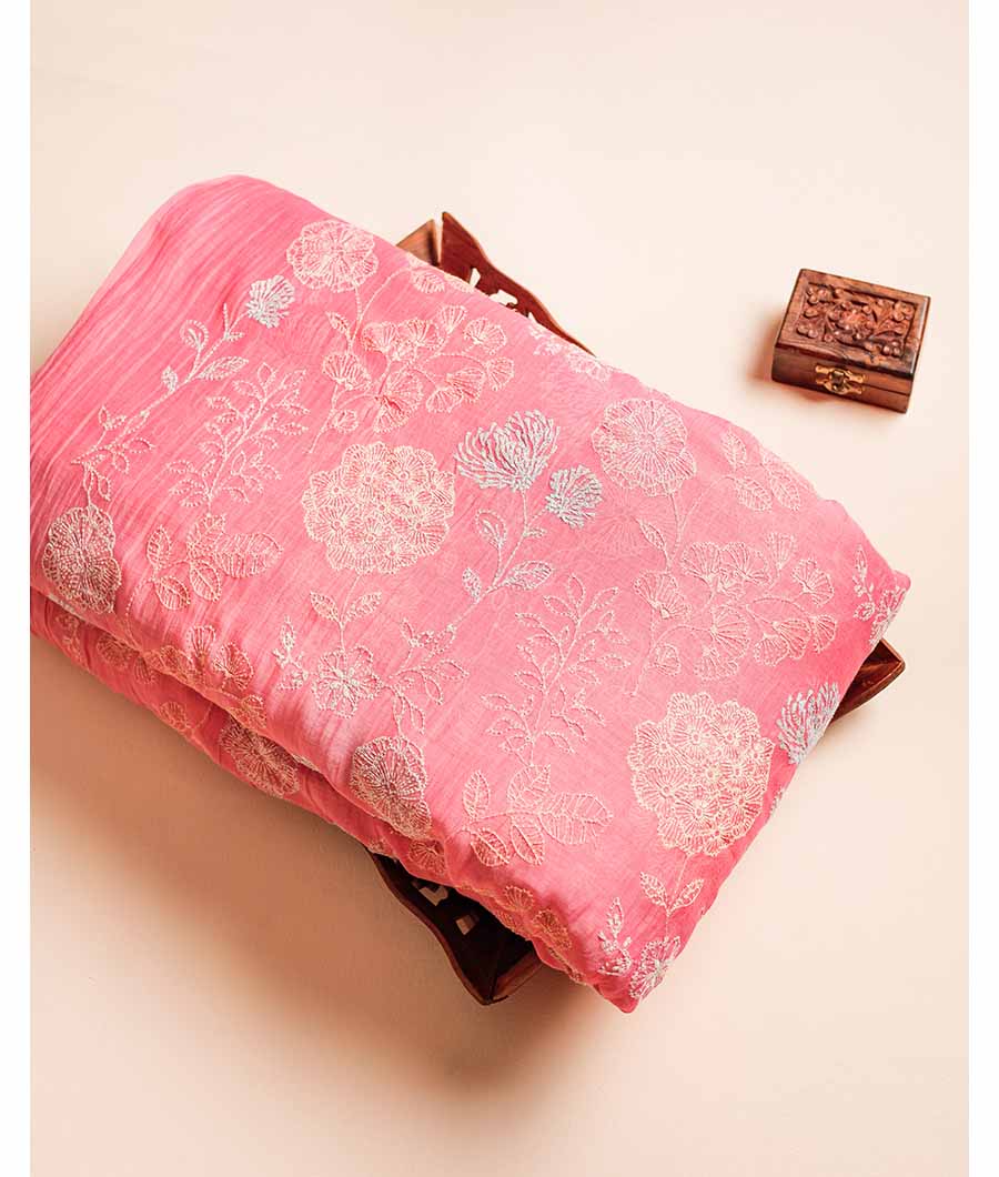 PURE MUL CHANDERI EMBROIDERY FABRIC