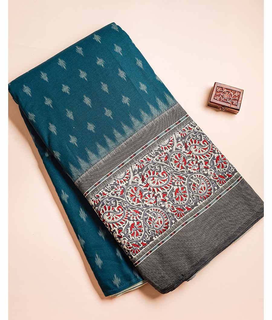 COTTON FLEX IKAT WITH KALAMKARI PRINTED FABRIC