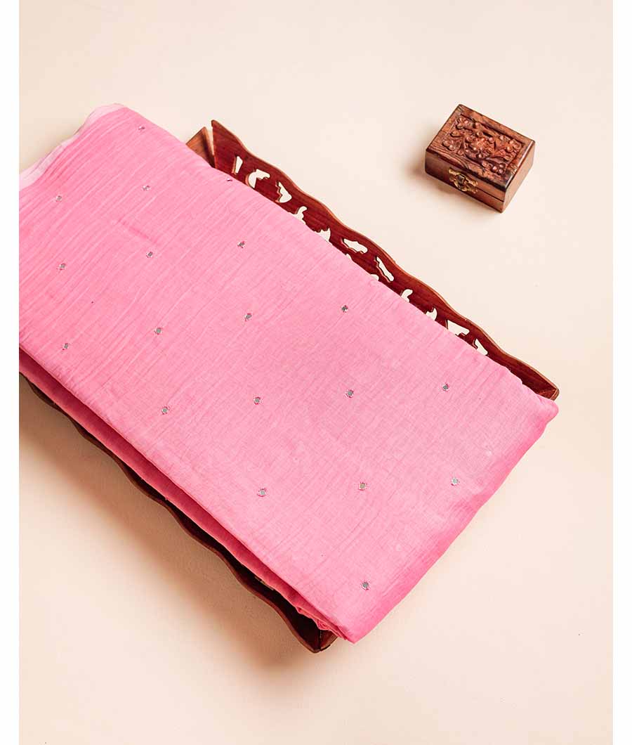 MUL CHANDERI MIRROR  WORK FABRIC