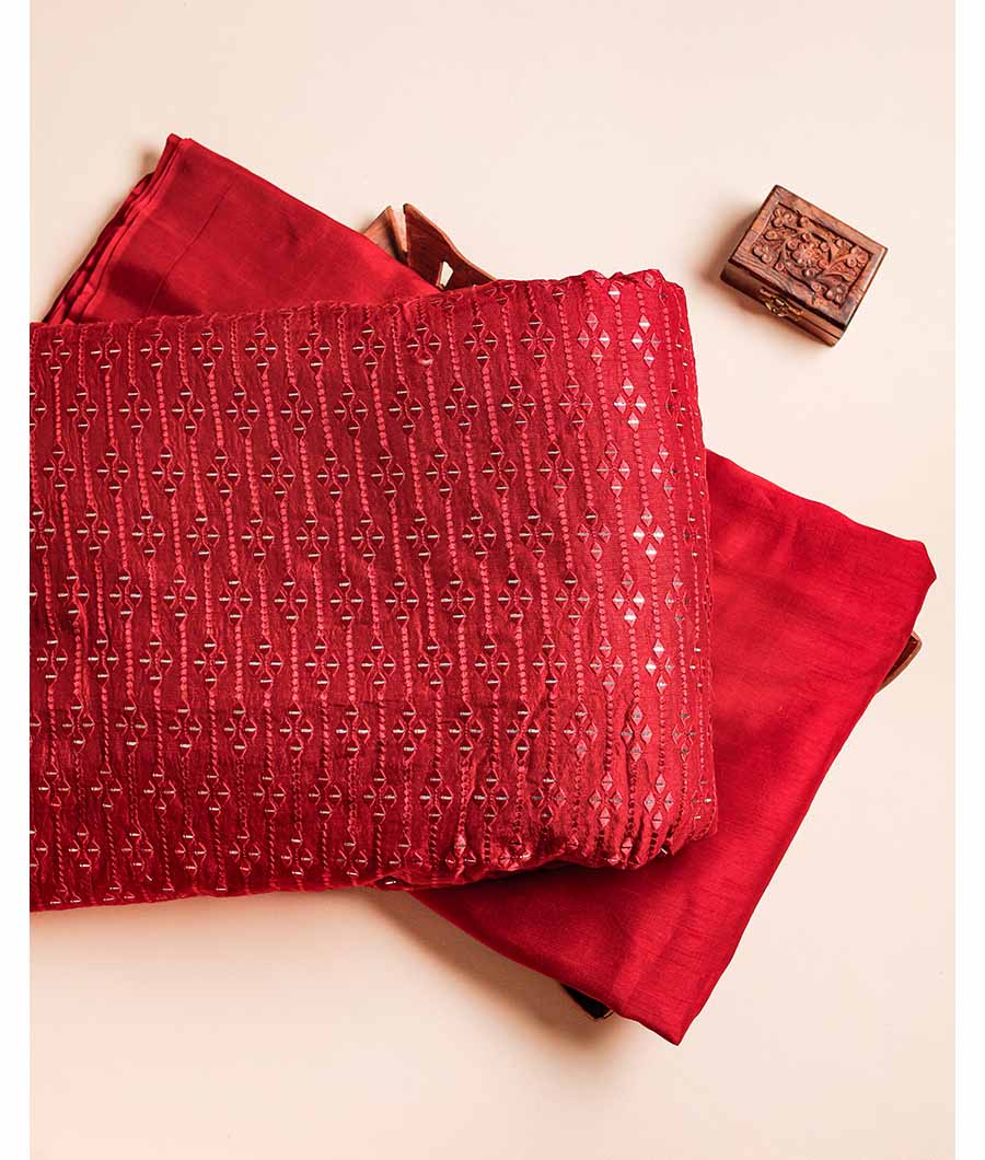SEMI SILK MIRROR WORK & PLAIN FABRIC