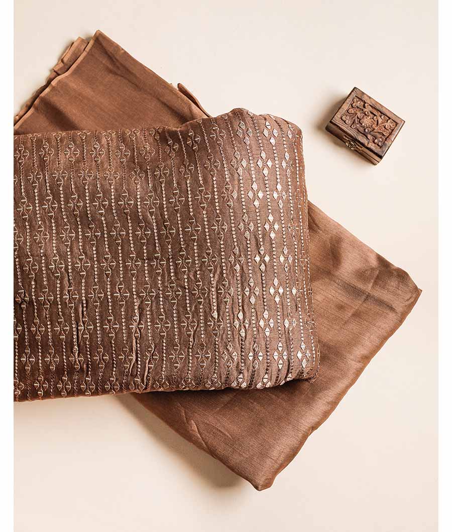 SEMI SILK MIRROR WORK & PLAIN FABRIC