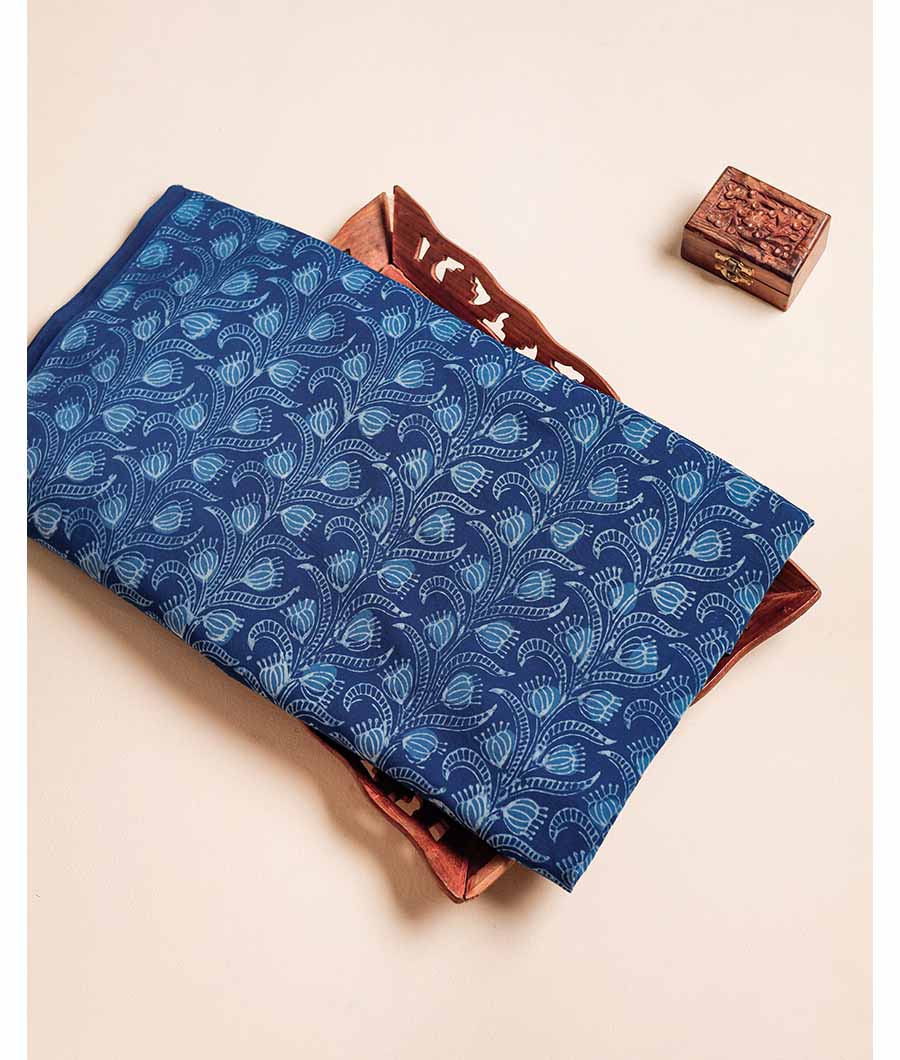 HANDBLOCK INDIGO PRINTED FABRIC
