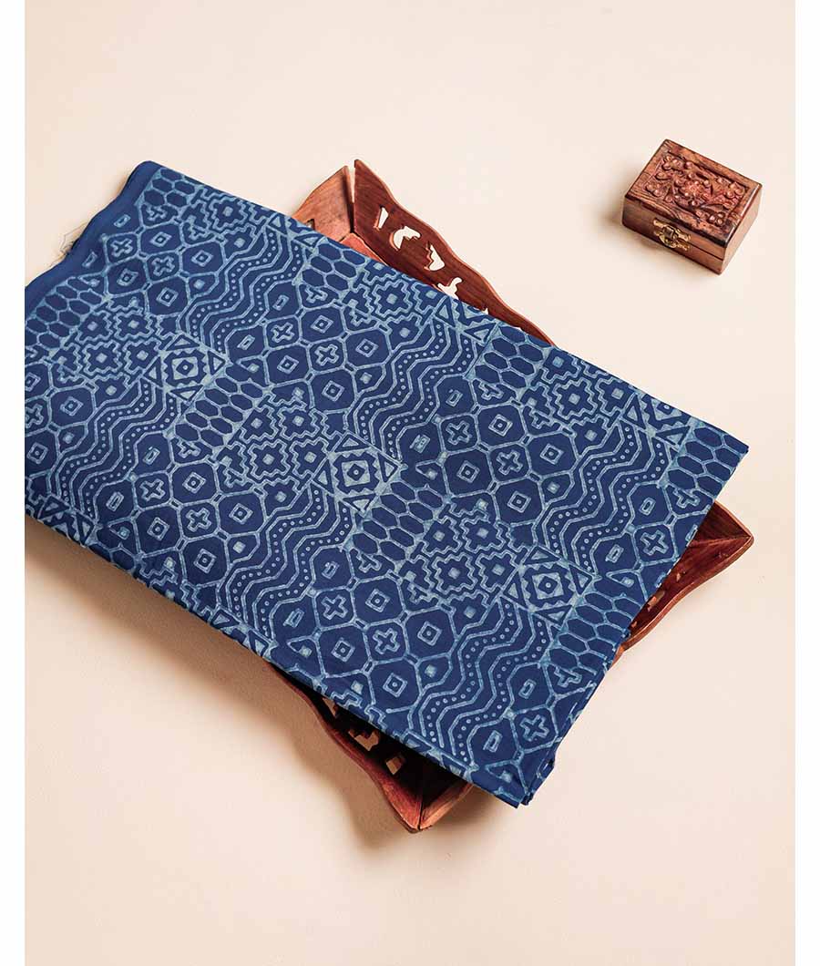 HANDBLOCK INDIGO PRINTED FABRIC